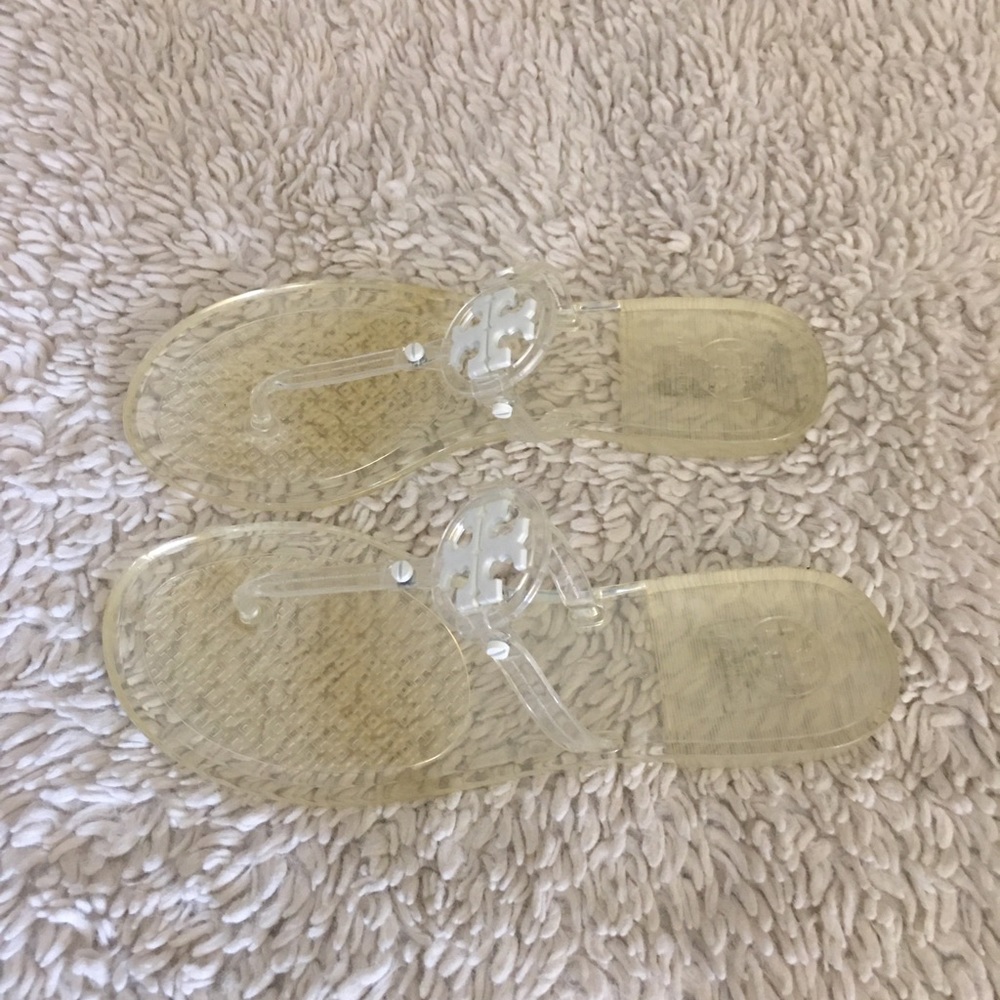 Tory Burch Clear Jelly Logo Thong Sandals